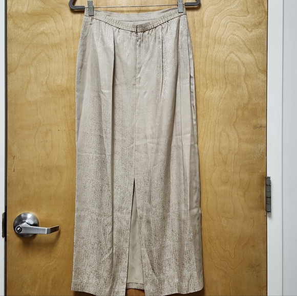 Adrianna Papell Size 10 Vintage Silk Skirt Suit Set Champagne Formal Midi READ - Picture 4 of 11
